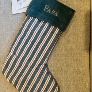 Pottery Barn Kids Green and Red Striped Holiday Stocking